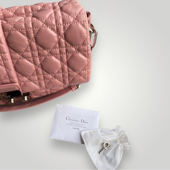 Christian Dior Pink Lambskin Leather Cannage Flap Bag - Picture 14 of 16